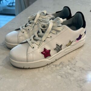 CHIARA FERRAGNI White Low Glitter Women Sneakers Multi Stars Made Italy  Size 38